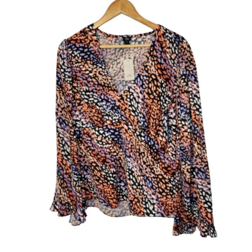 NWT River Island Long Sleeve Ruffle Cuff Pretty Sands Blouse Size 12